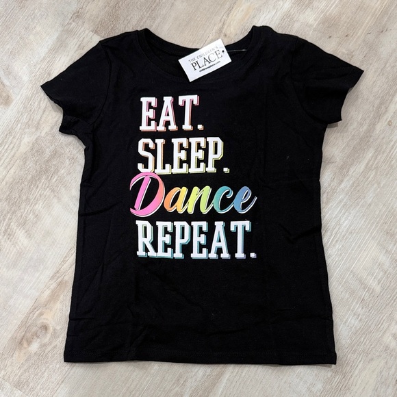 The Children's Place Other - The Children's Place Black Tee with Colorful Dance Text